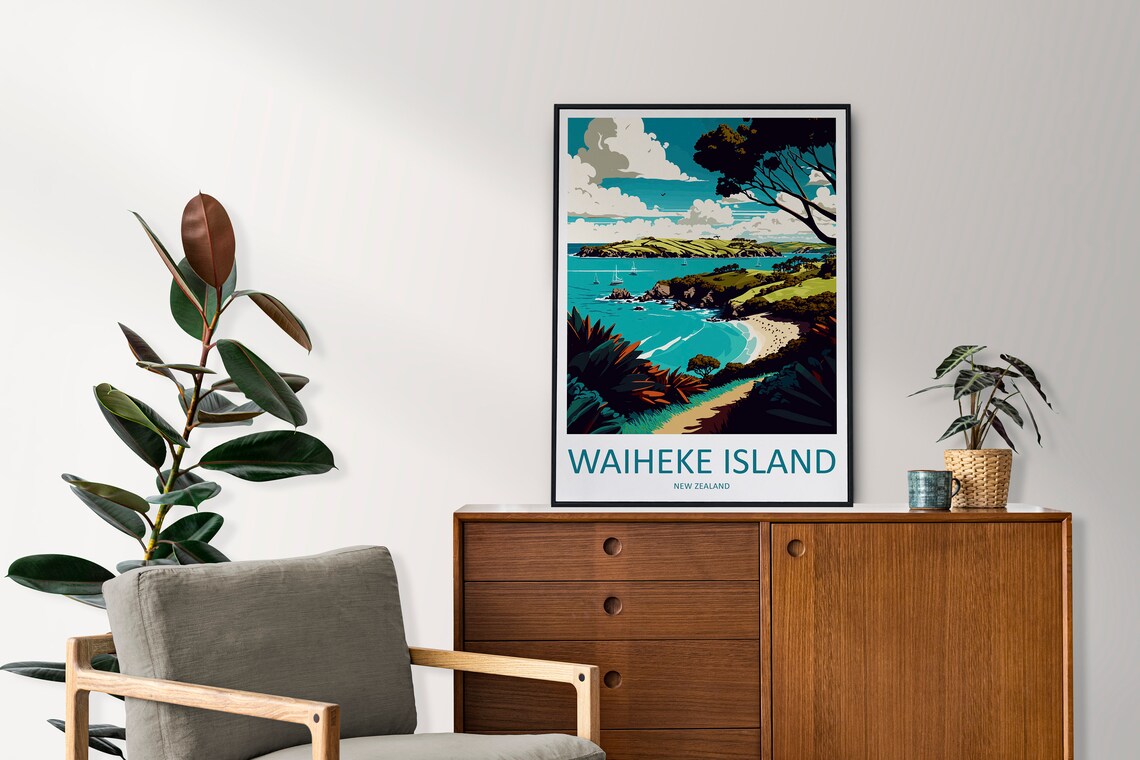 Waiheke Island Travel Poster, New Zealand Wall Decor - Image 2