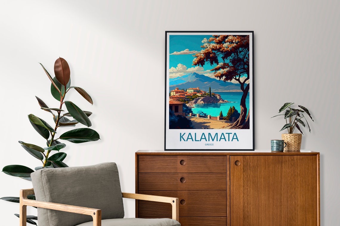 Kalamata Greece Coastal Town Mountains Turquoise Sea Travel Poster - Image 2