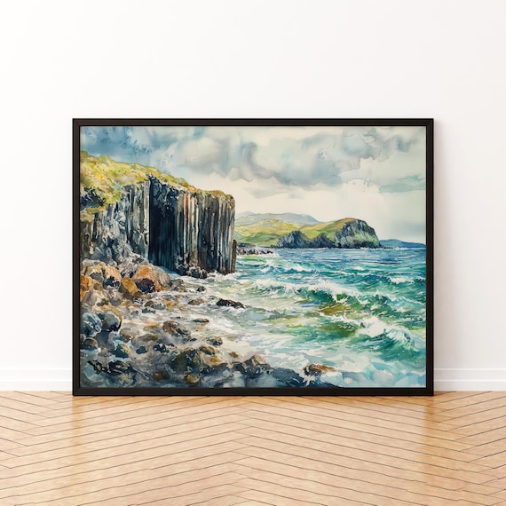 Isle Of Mull And Staffa Scotland Watercolor Travel Poster