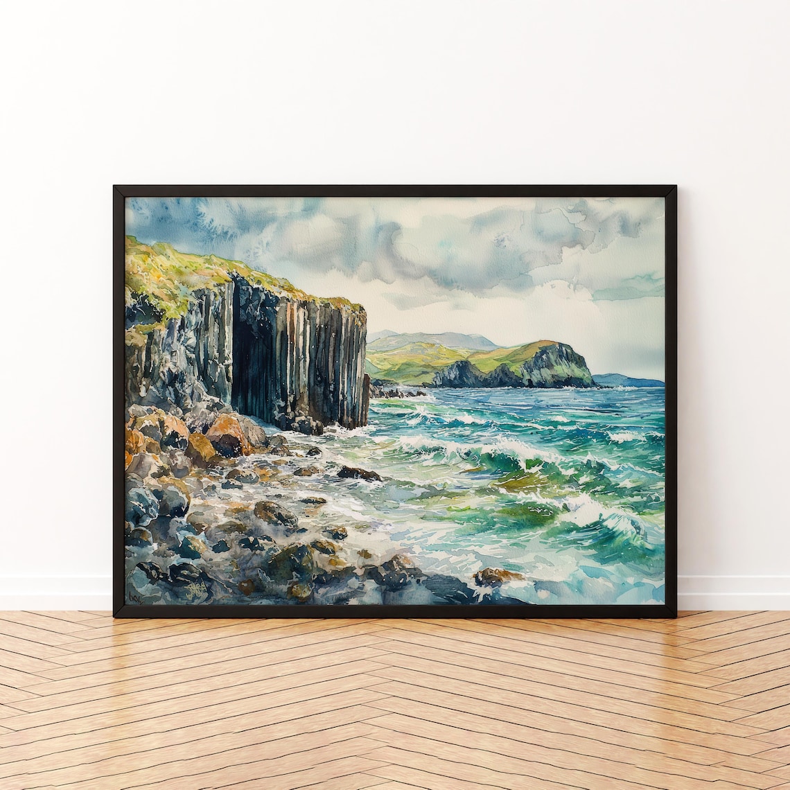 Isle Of Mull And Staffa Scotland Watercolor Travel Poster