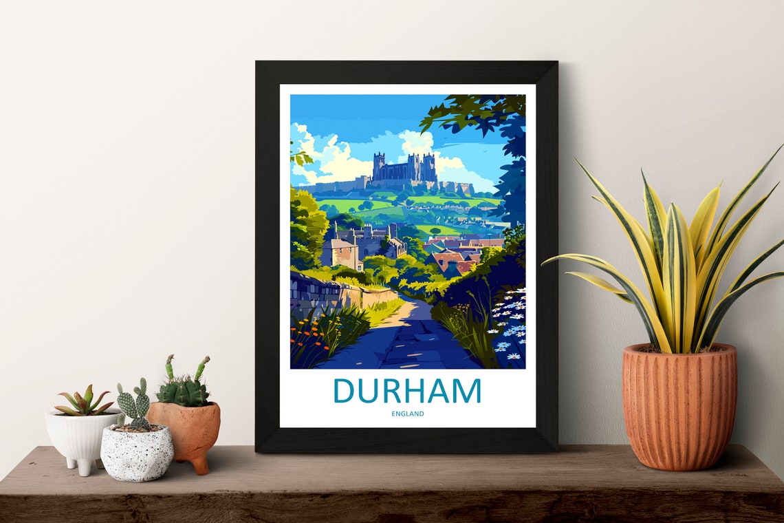 Durham England Cathedral Hilltop Country Garden Path Travel Poster - Image 3
