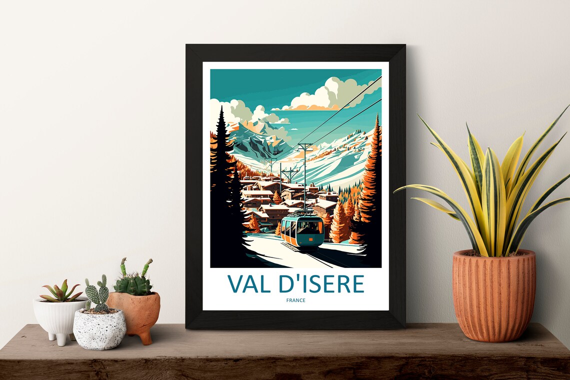 Val d'Isere France Cable Car Alpine Ski Village Travel Poster - Image 3