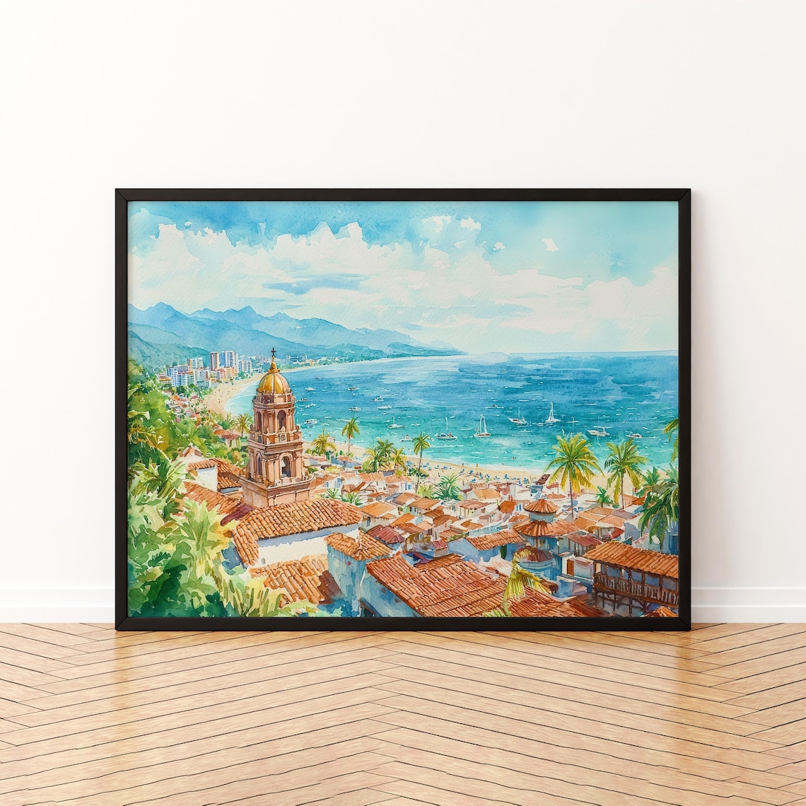 Puerto Vallarta Mexico Watercolor Travel Poster