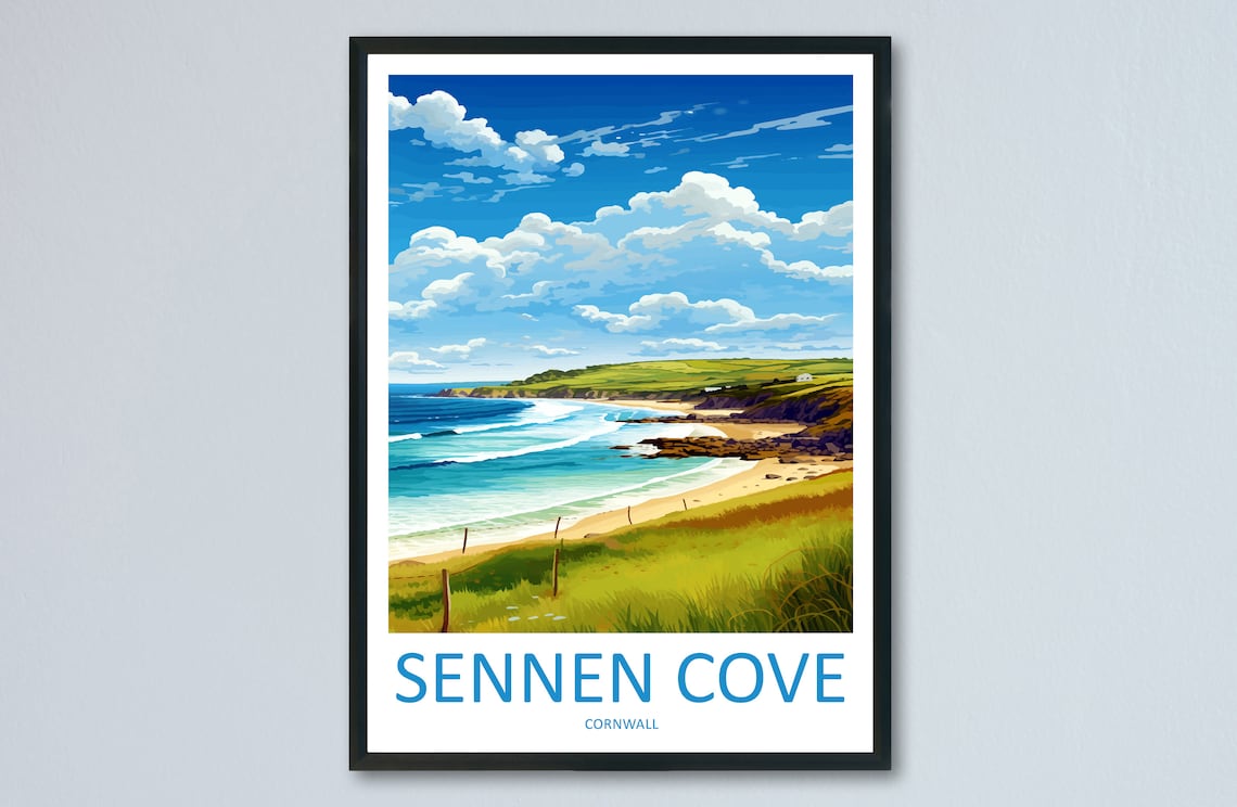Sennen Cove Travel Poster, Cornwall Wall Decor