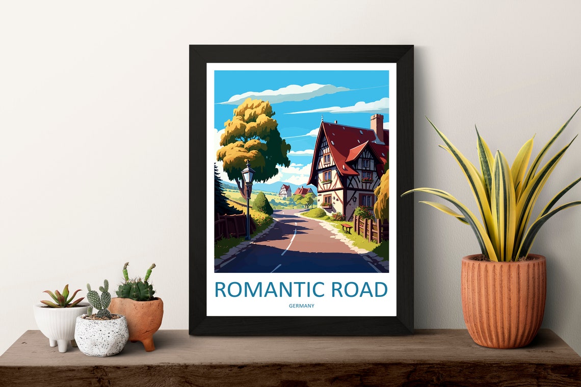Romantic Road Half Timbered House Country Lane Travel Poster - Image 3