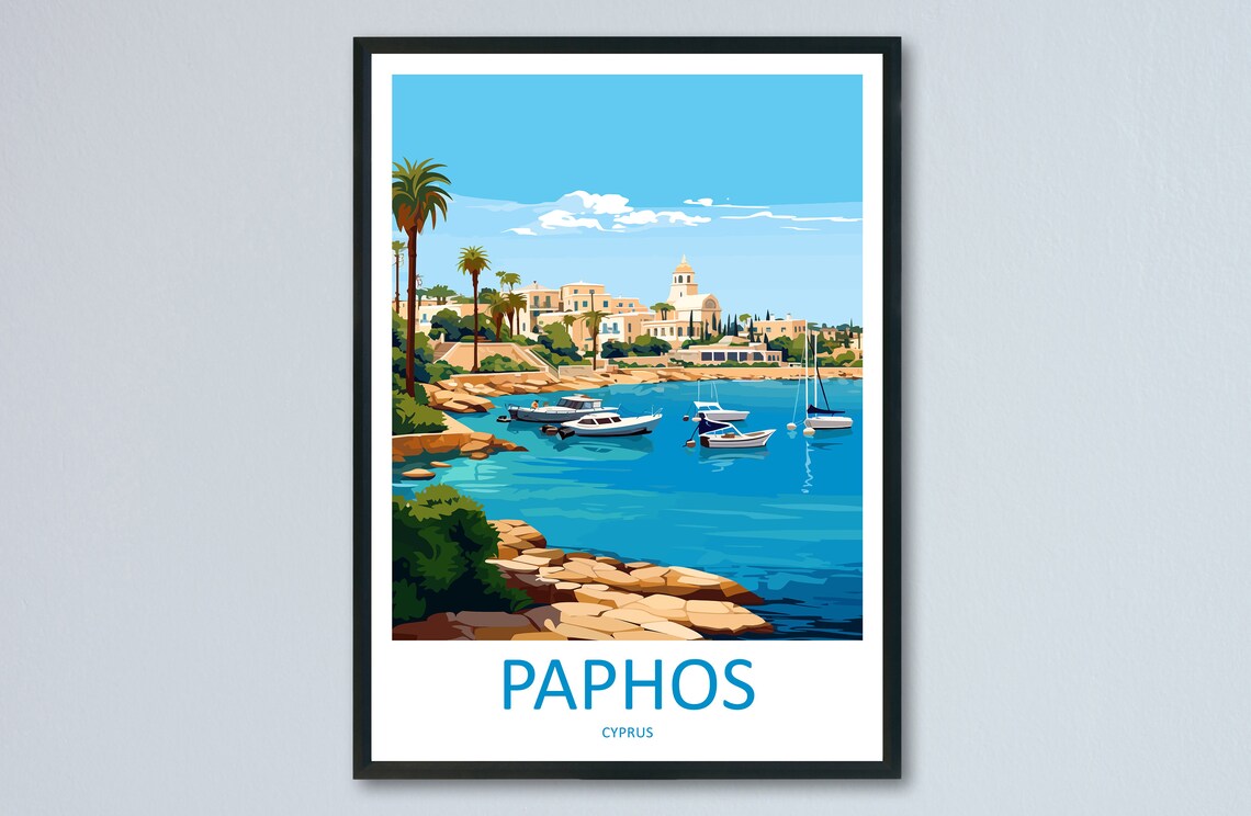 Paphos Travel Print, Cyprus Travel Poster