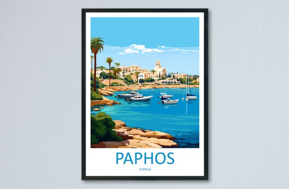 Paphos Travel Print, Cyprus Travel Poster