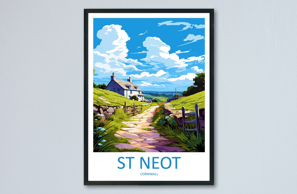 St Neot Travel Poster, Cornwall Place Print