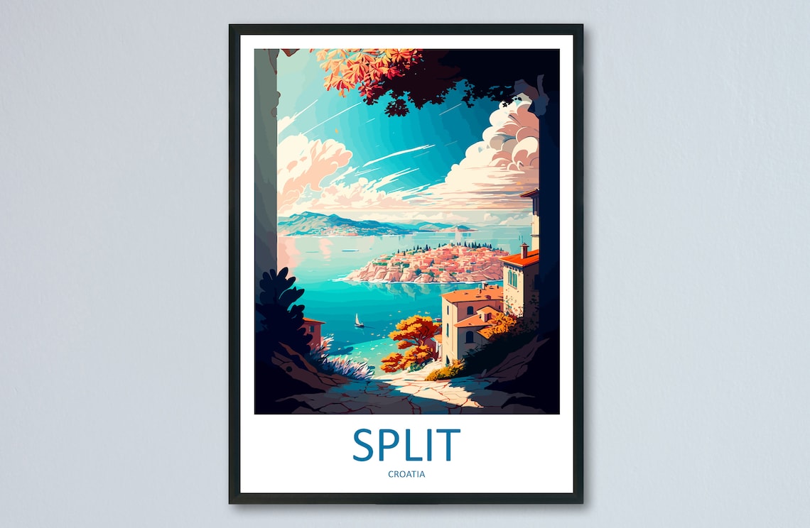 Split Travel Poster, Croatia City View Art