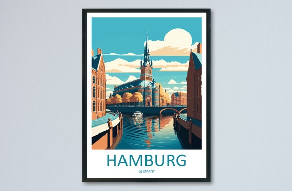 Hamburg Travel Poster, Germany Wall Art Print