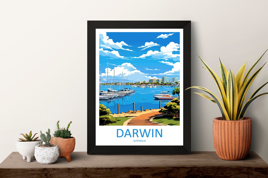 Darwin Australia Marina Sailboats Harbor Waterfront Travel Poster - Image 3