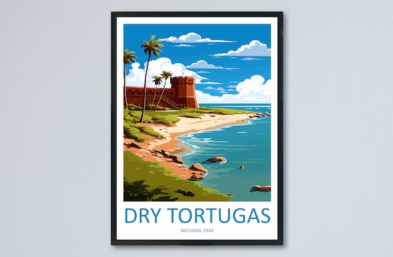 Dry Tortugas National Park Fort Beach Florida Vintage Travel Poster