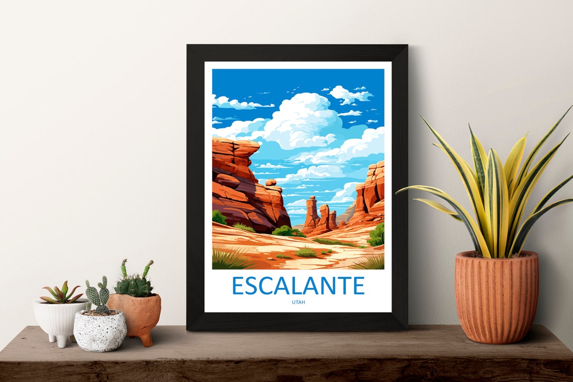 Escalante Utah Vivid Red Rock Desert Canyon Landscape Poster - Image 3