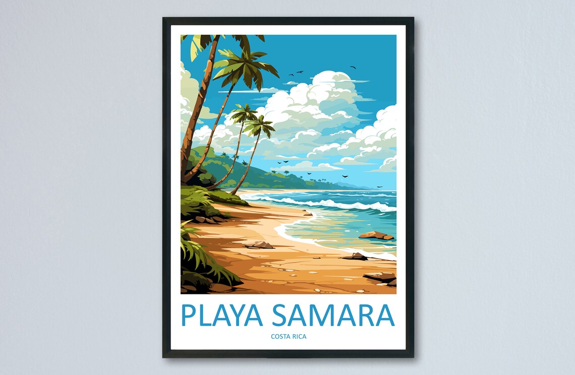 Samara Beach Travel Poster, Costa Rica Wall Art