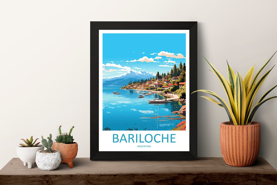 Bariloche Argentina Lakeside Mountain Town Vintage Travel Poster - Image 3