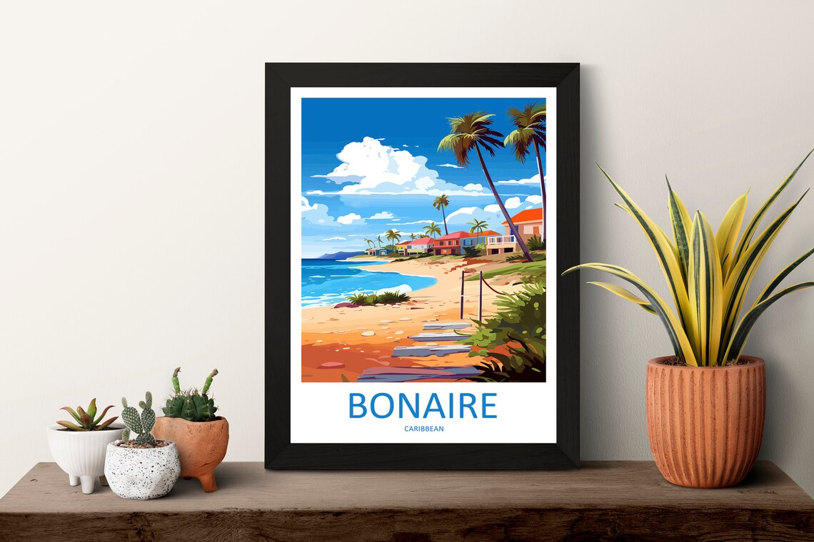 Bonaire Travel Poster, Caribbean Place Print - Image 3