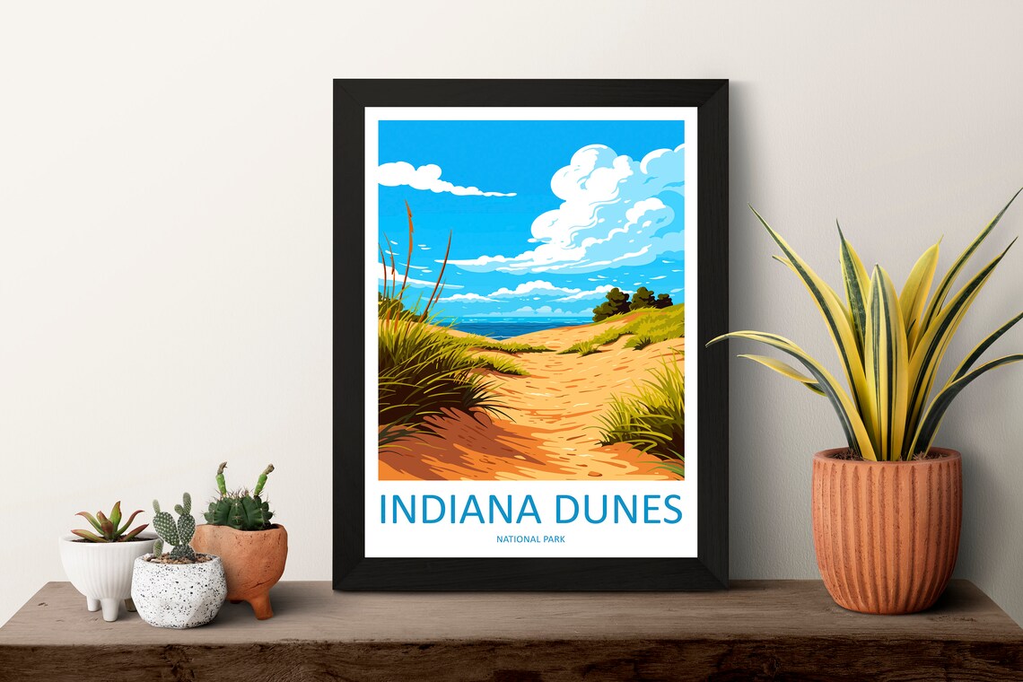 Indiana Dunes National Park Sand Dunes Illustrated Travel Poster - Image 3
