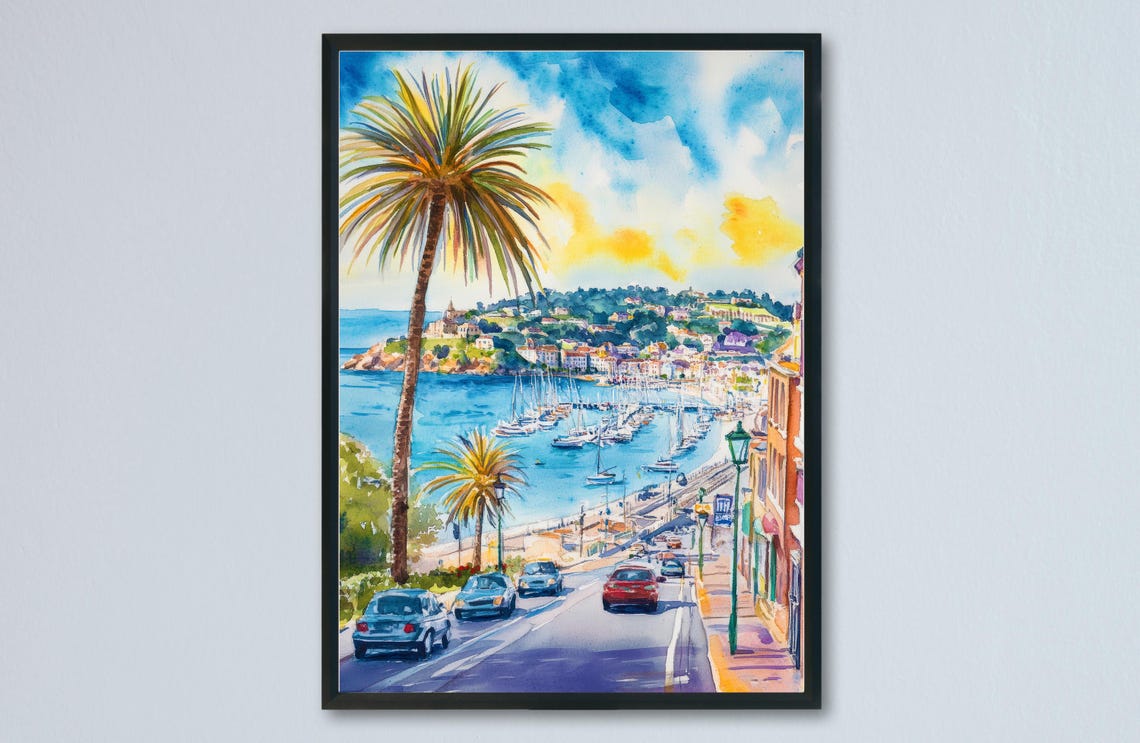 Torquay Palm Trees Harbour Road English Riviera Devon Seaside Poster