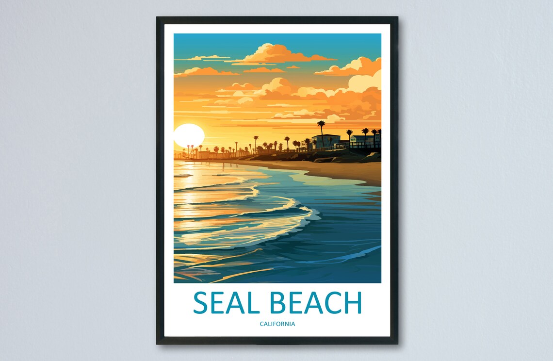 Seal Beach Travel Poster, California Coast