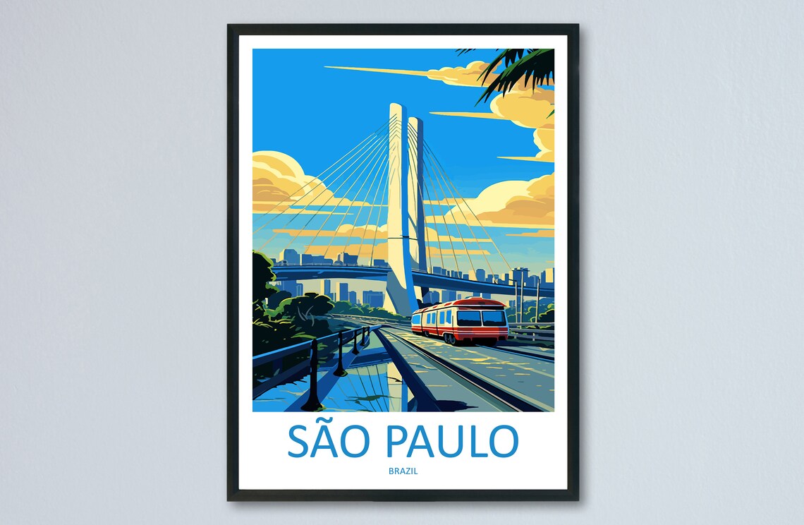 Sao Paulo Travel Poster, Brazil Wall Decor