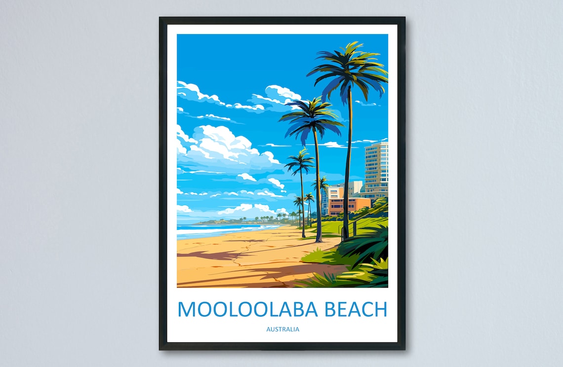 Mooloolaba Beach Travel Poster, Australia Place Print