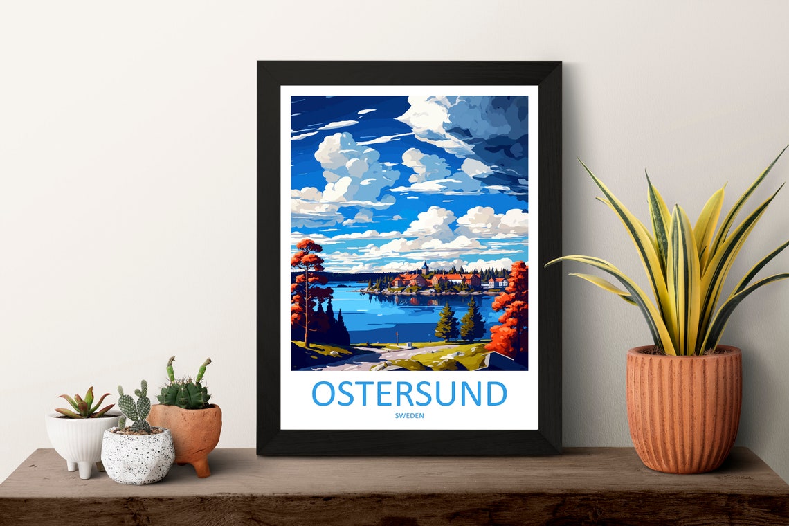 Ostersund Travel Print Wall Art Ostersund Wall Hanging Home Dcor Ostersund Gift Art Lovers Sweden Art Lover Gift Ostersund Travel Art - Image 3