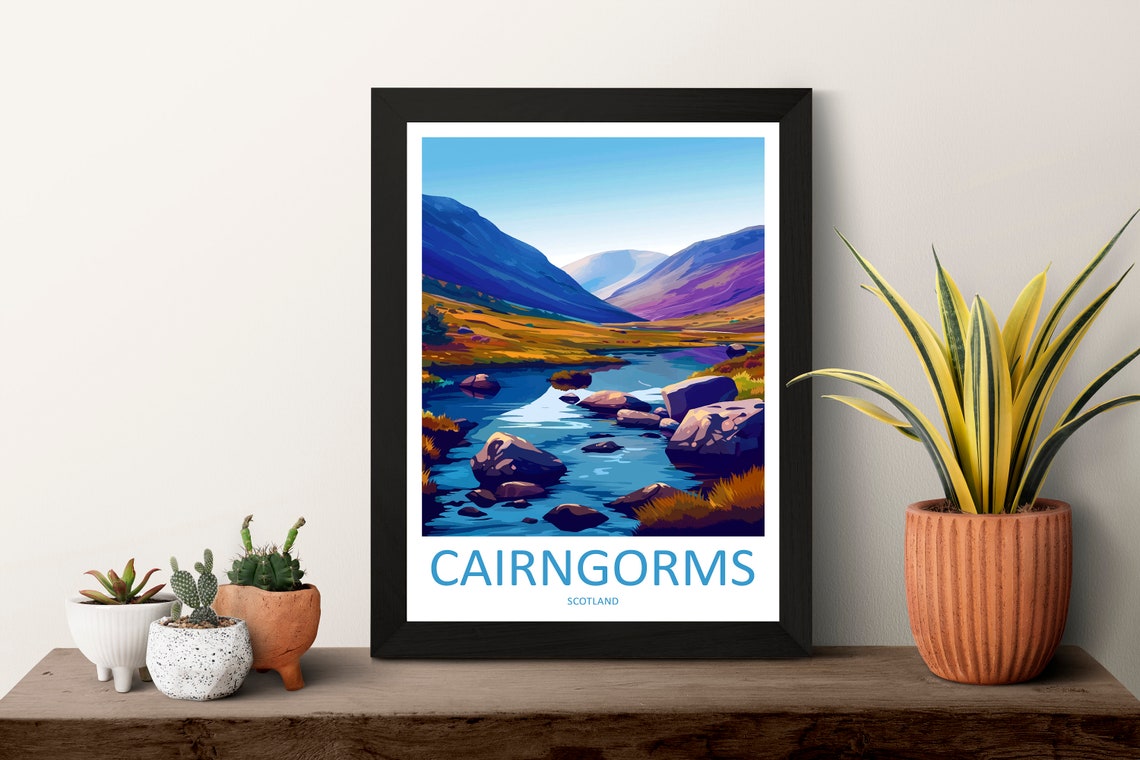 Cairngorms Scotland Rocky River Valley Mountain Landscape Poster - Image 3