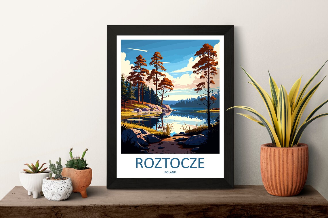 Roztocze Poland Still Lake Mirrored Pines Retro Travel Poster Art - Image 3