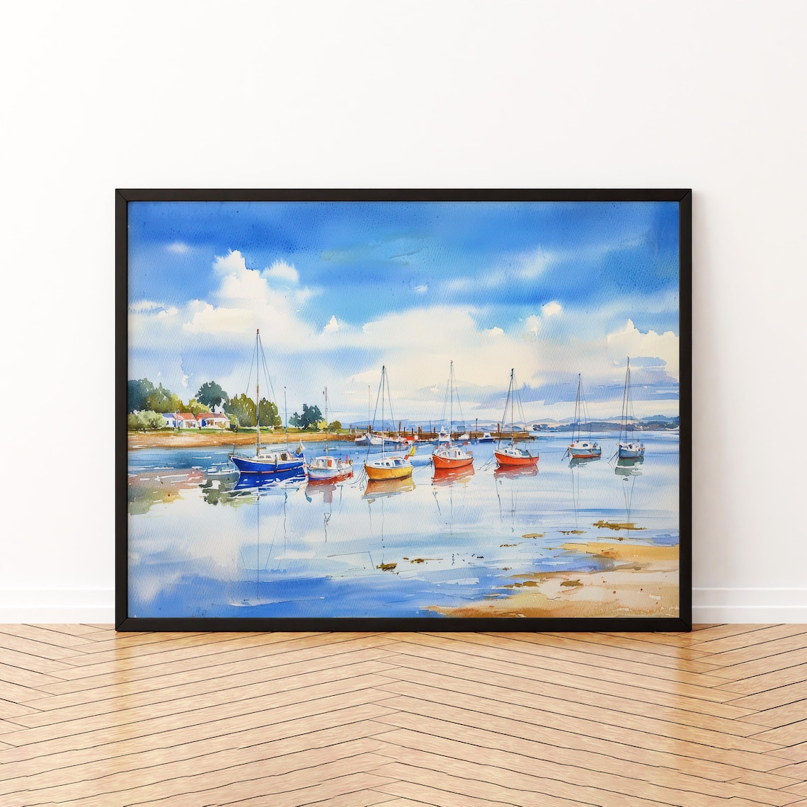 Poole England Watercolor Travel Poster, Dorset Coast