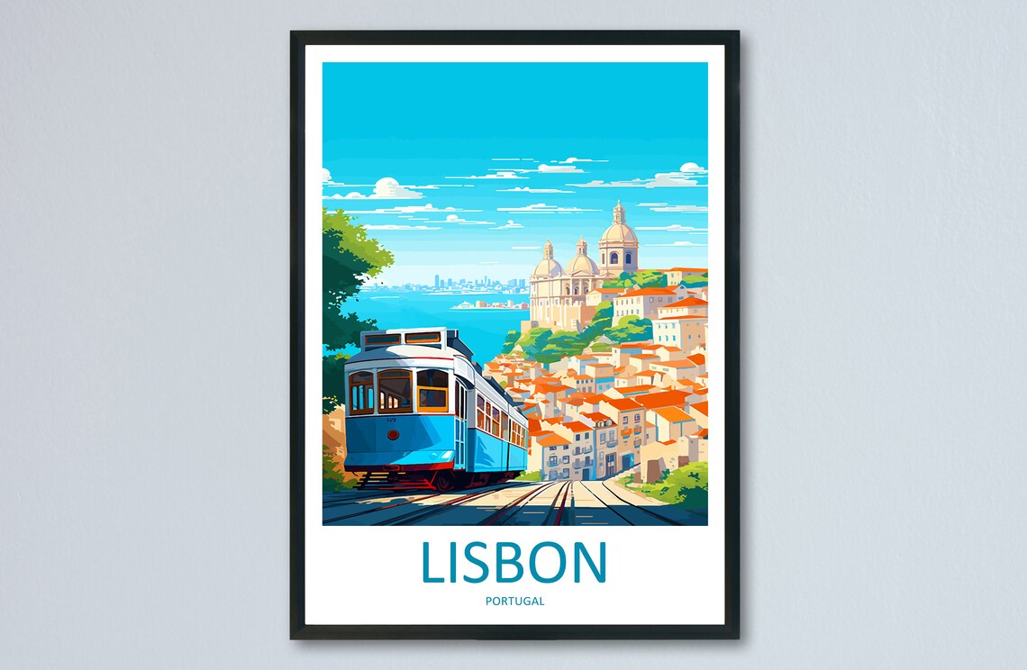 Lisbon Tram Travel Poster, Portugal Wall Decor