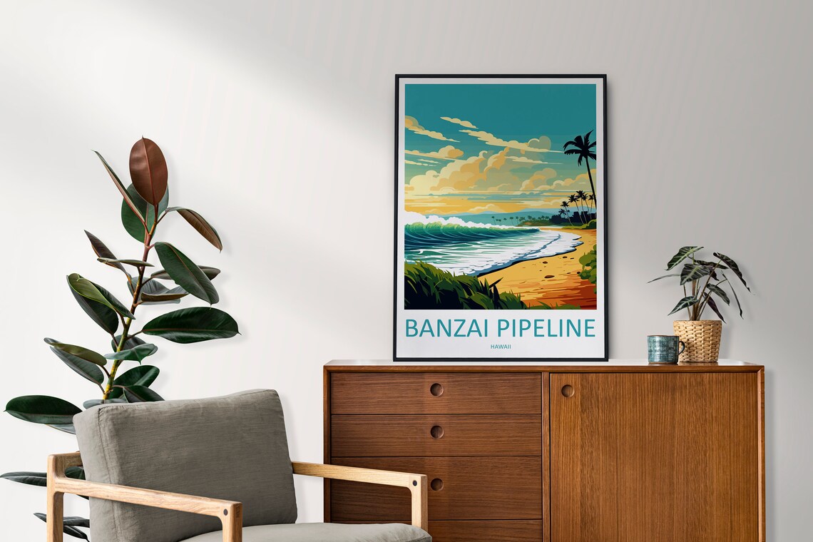 Banzai Pipeline Travel Poster, Hawaii Travel Art - Image 2