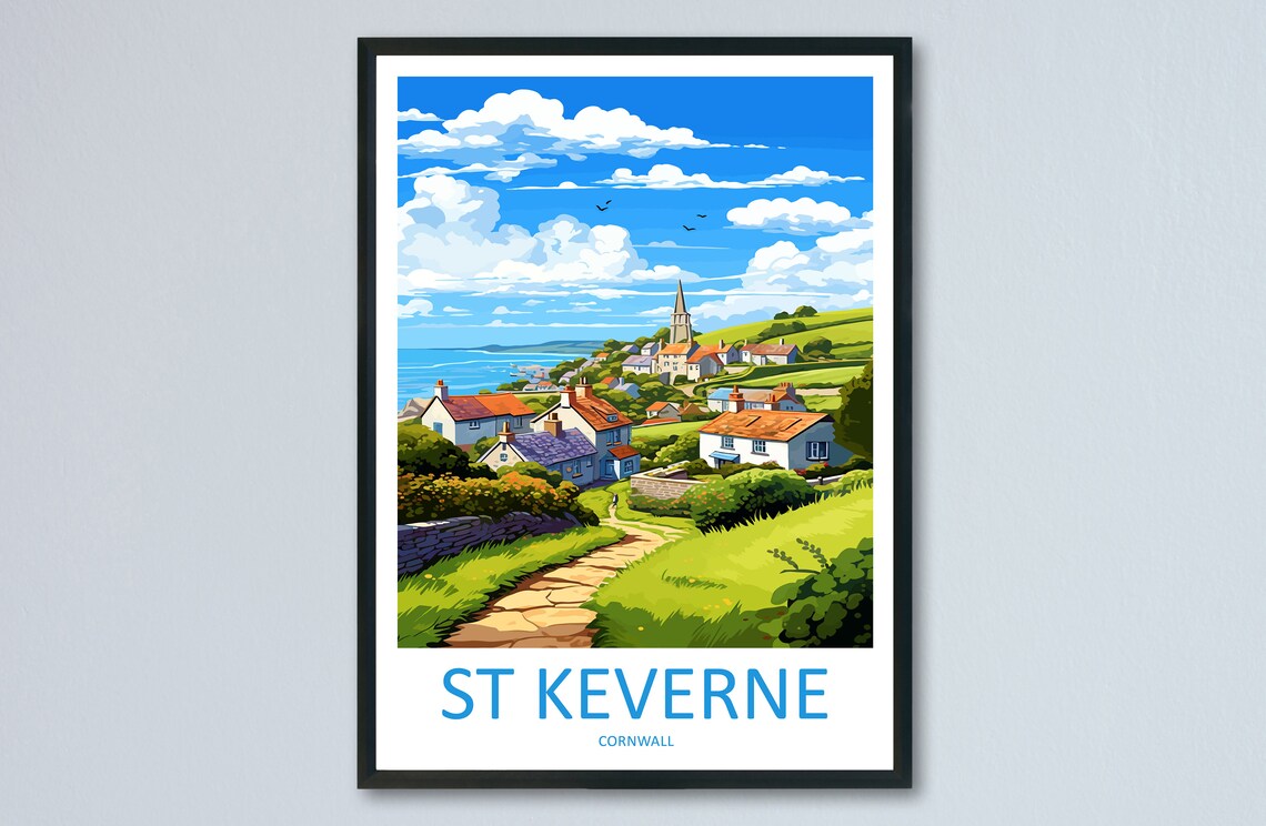 St Keverne Travel Poster, Cornwall Place Print