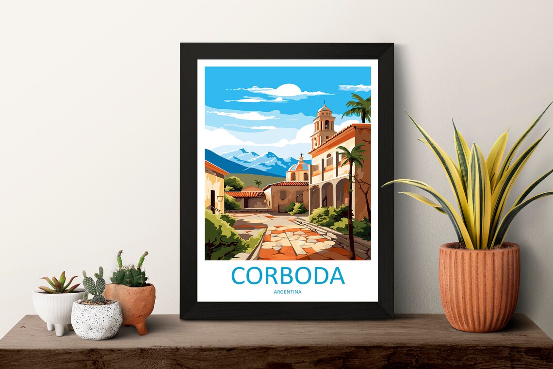 Corboda Argentina Colonial Church Plaza With Andes View Poster - Image 3