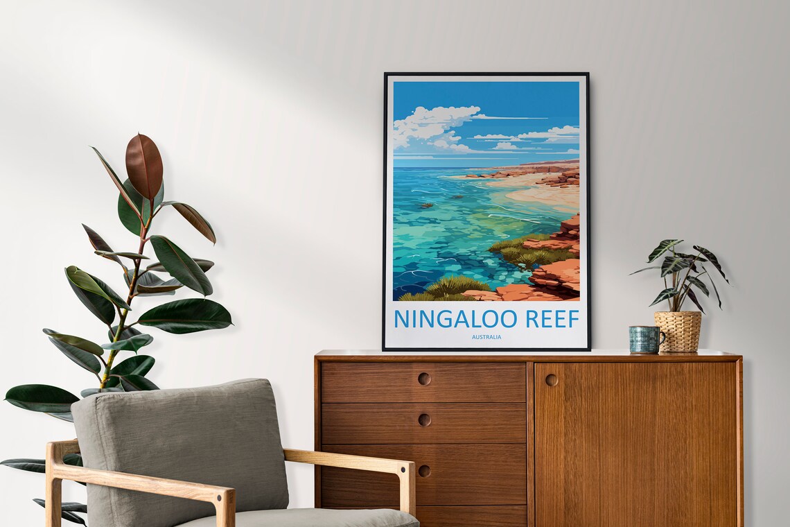 Ningaloo Reef Australia Turquoise Coral Coast Beach Travel Poster - Image 2