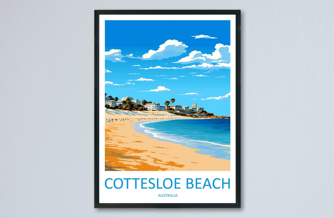 Cottesloe Beach Australia Sunny Shoreline Illustration Poster