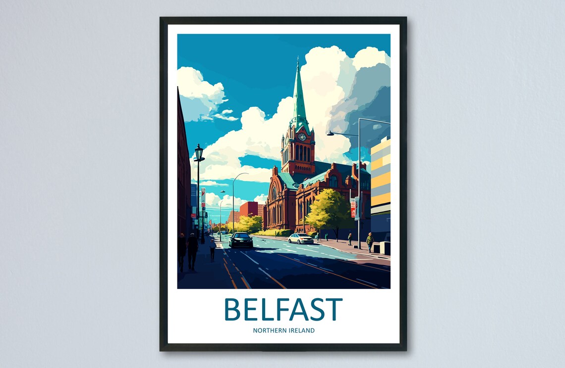 Belfast Travel Poster, Ireland Wall Art Print