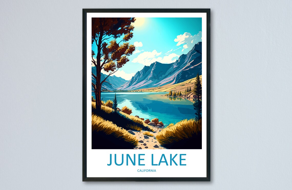 June Lake Turquoise Shoreline Sierra Nevada California Travel Poster