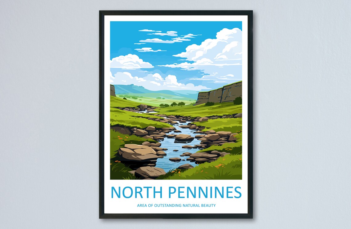 North Pennines Rocky Beck Tumbling High Fell Valley Travel Poster