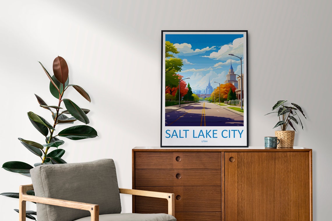 Salt Lake City Travel Print Wall Art Salt Lake City Wall Hanging Home Dcor Salt Lake City Gift Art Lovers Utah Art Lover Gift Travel Poster - Image 2