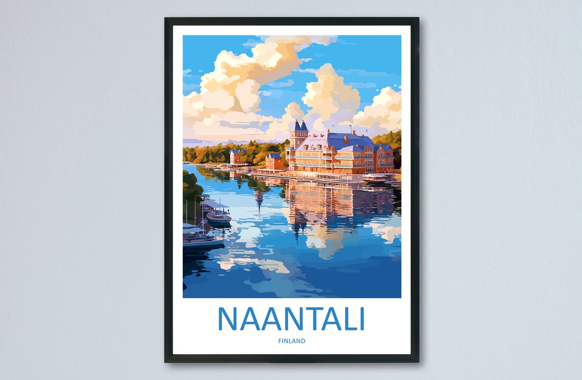 Naantali Finland Grand Waterfront Building Harbor Travel Poster