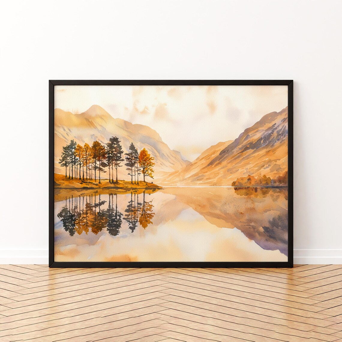 Buttermere England Watercolor Travel Poster, Lake District