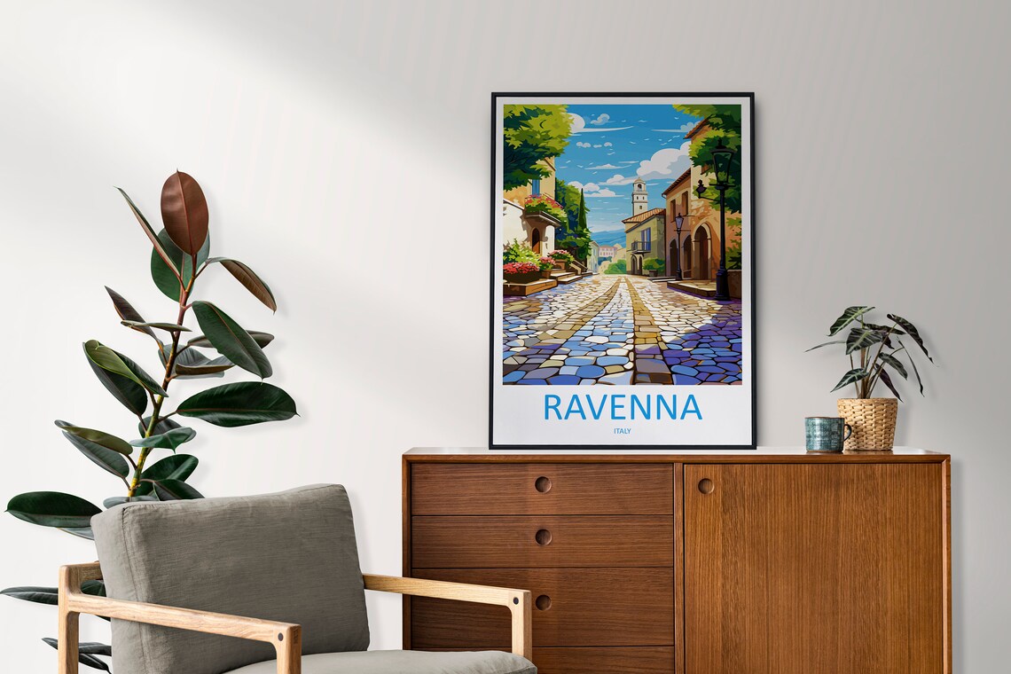 Ravenna Old Town Cobblestone Street Scene Italy Travel Poster - Image 2