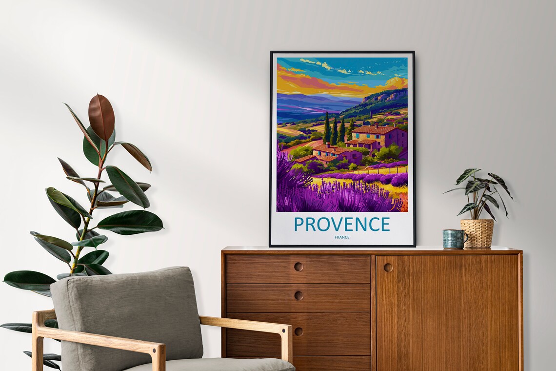 Provence France Lavender Fields Farmhouse Sunset Vintage Travel Poster - Image 2