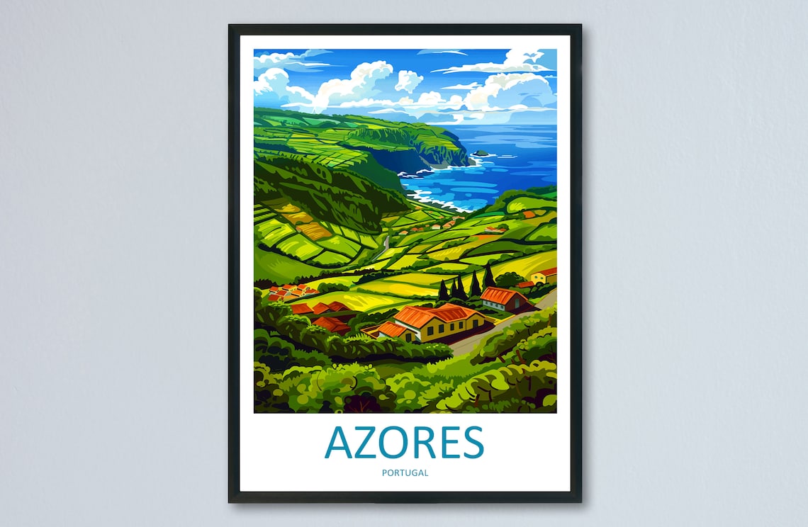 Azores Travel Print Wall Art Azores Wall Hanging Home Dcor Azores Gift Art Lovers Portugal Art Lover Gift Azores Wall Dcor Print