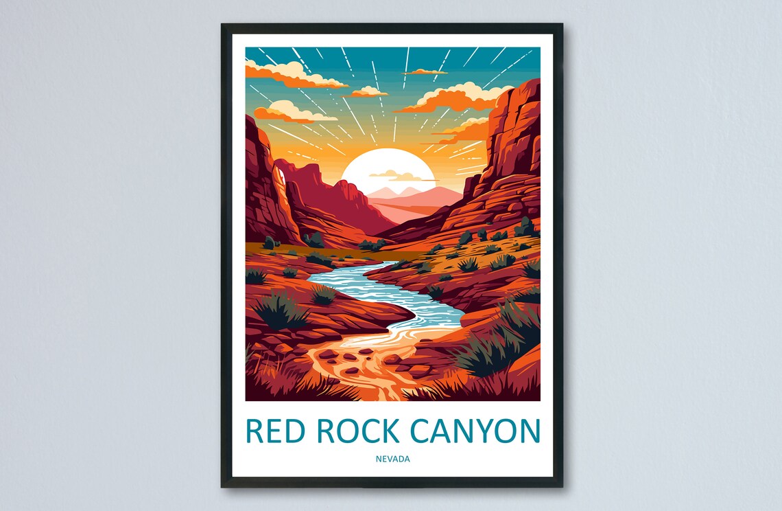 Red Rock Canyon Travel Poster, Nevada Landscape
