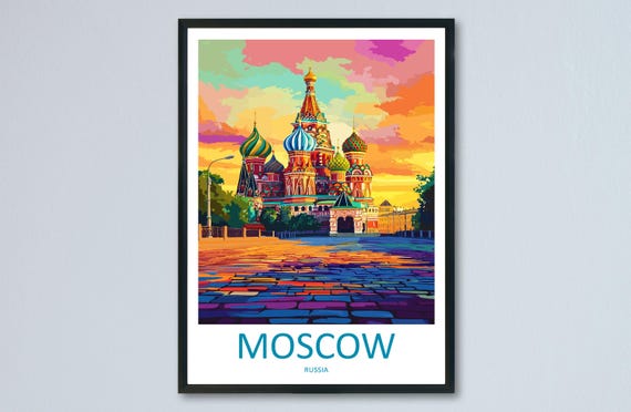 Moscow Travel Poster, Red Square Cityscape Print