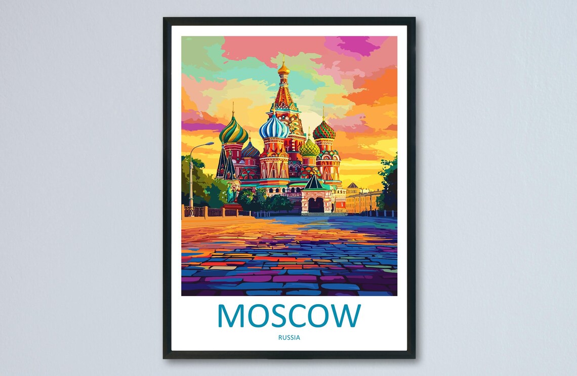Moscow Travel Poster, Red Square Cityscape Print