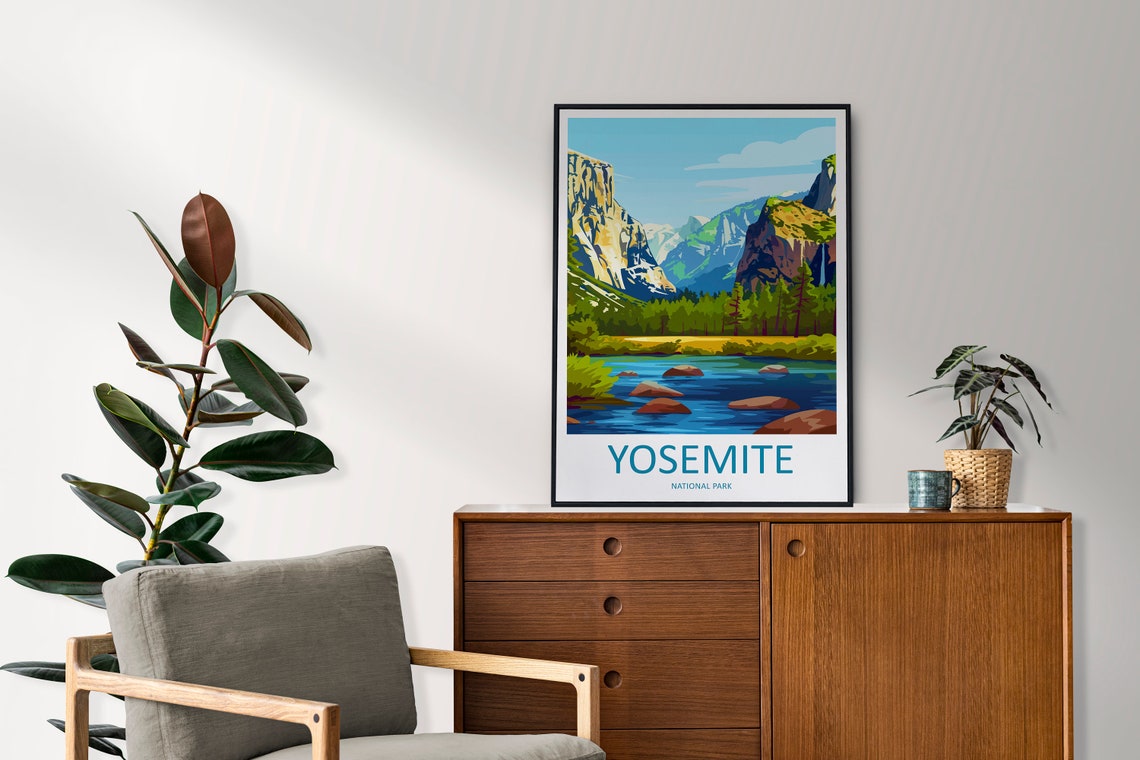 Yosemite National Park Valley Cliffs River Granite Peaks Travel Poster - Image 2