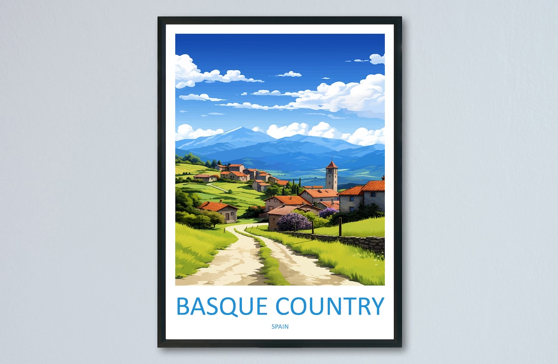 Basque Country Travel Poster, Spain Wall Art Print