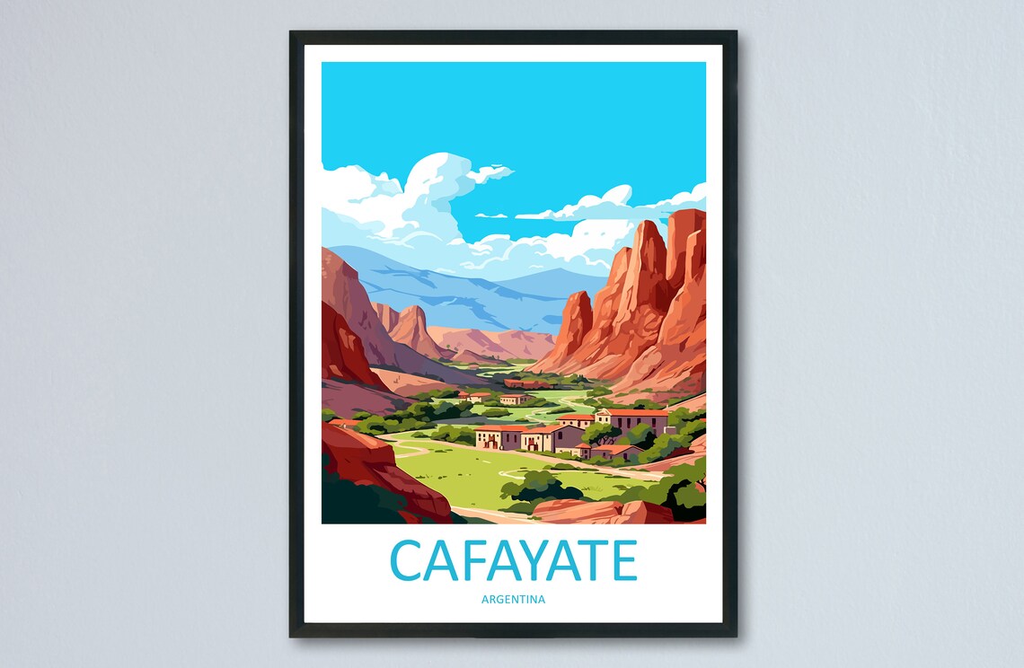 Cafayate Argentina Red Rock Canyon Vineyard Valley Travel Poster